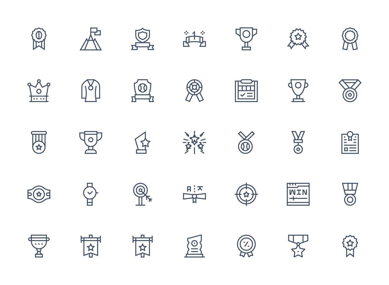 35 Regular Clean Line Icons for Accomplishment Graphics Interface Icon Collection for Daily Projects vector