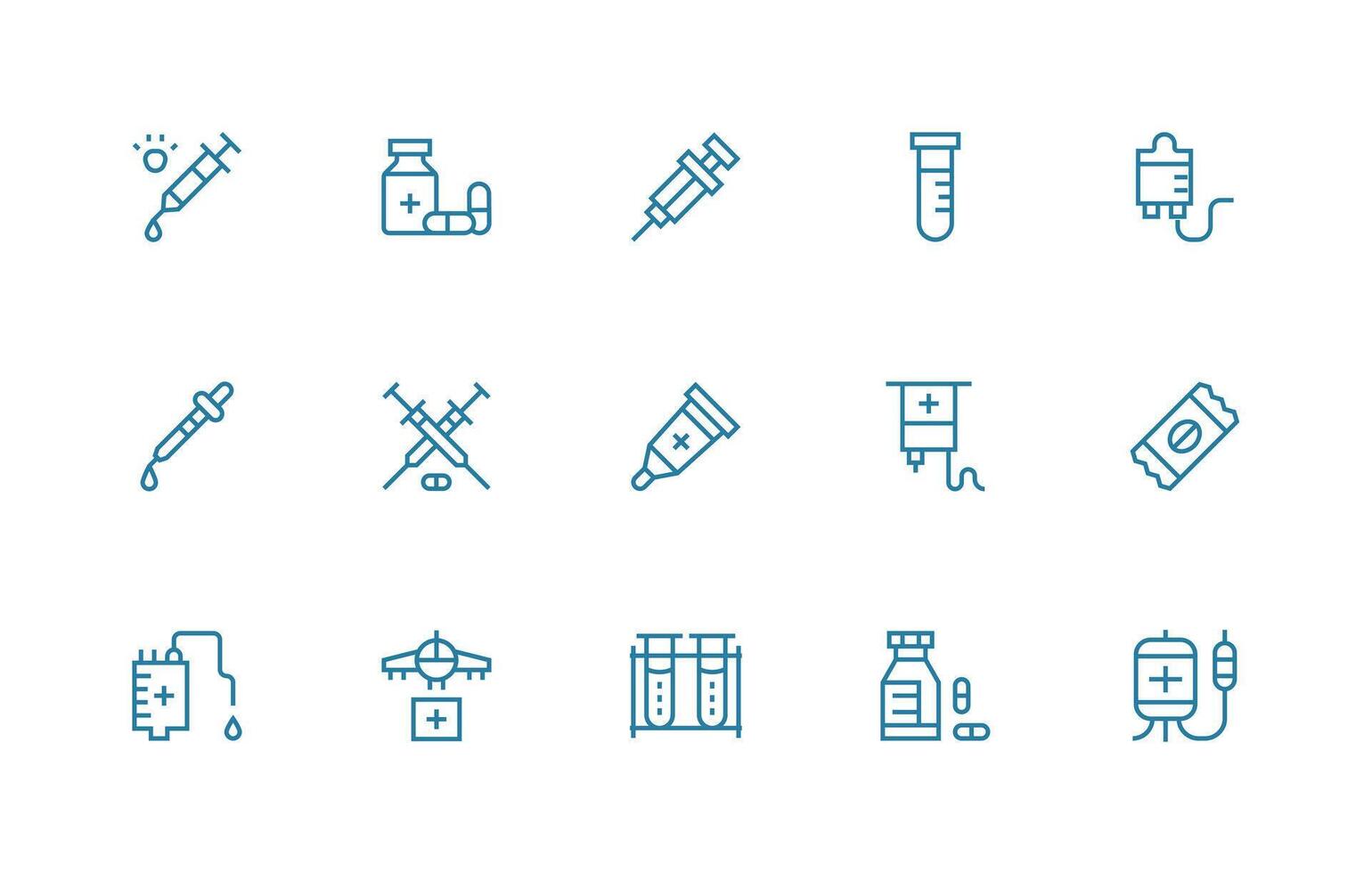 15 Regular Line Style Icons from Pharmaceuticals Collection Scalable Icons for Cross-Platform Interfaces vector