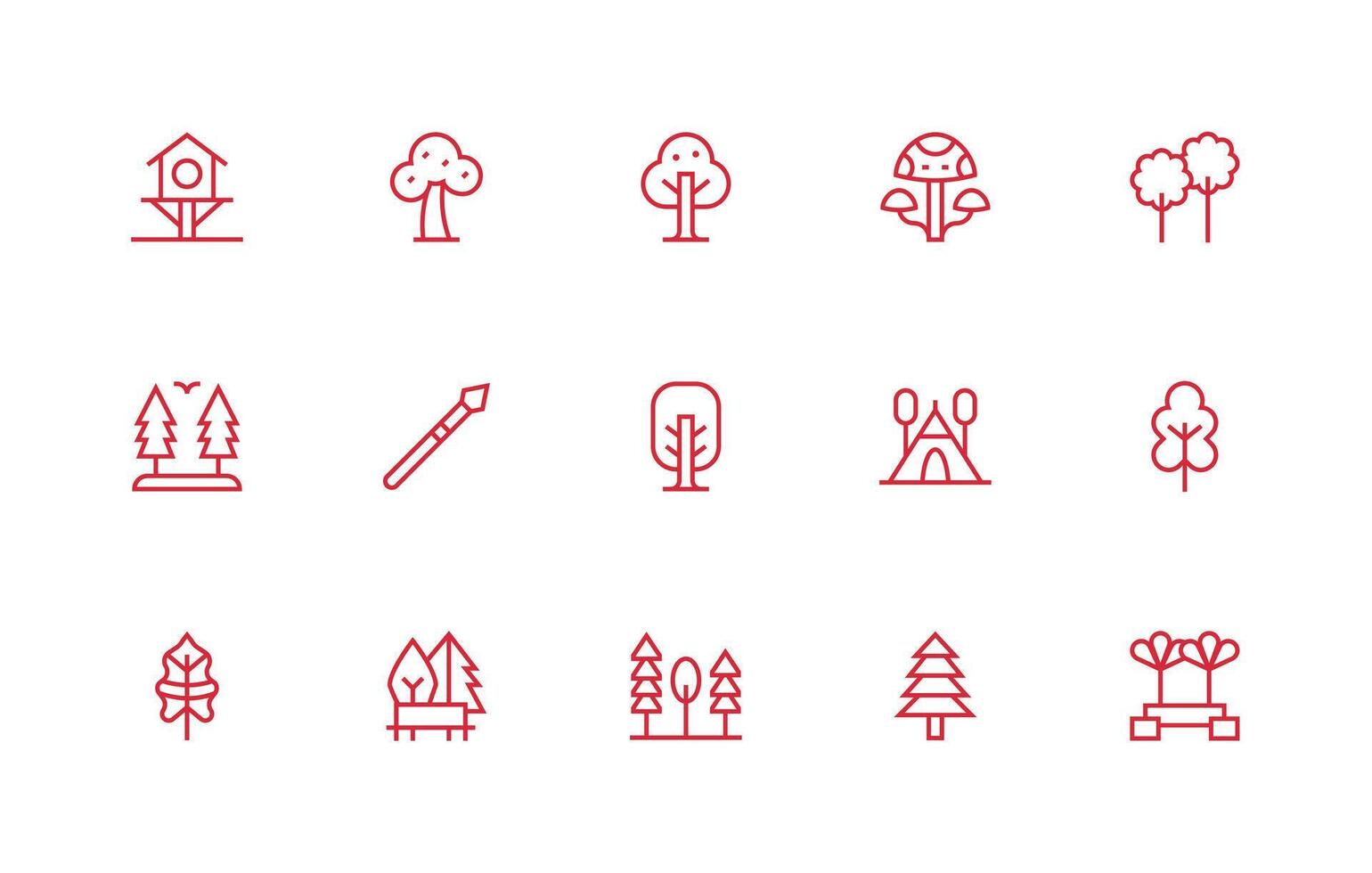 15 Regular Line Icons for Woodland Graphics UI-Ready Icon Collection vector