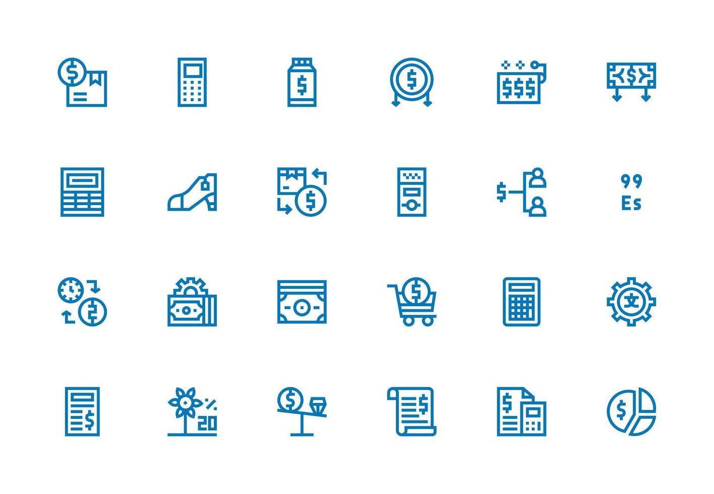 24 Icons for Cost in Thick Line Line Format Customizable Icon Series for Mobile Screens vector