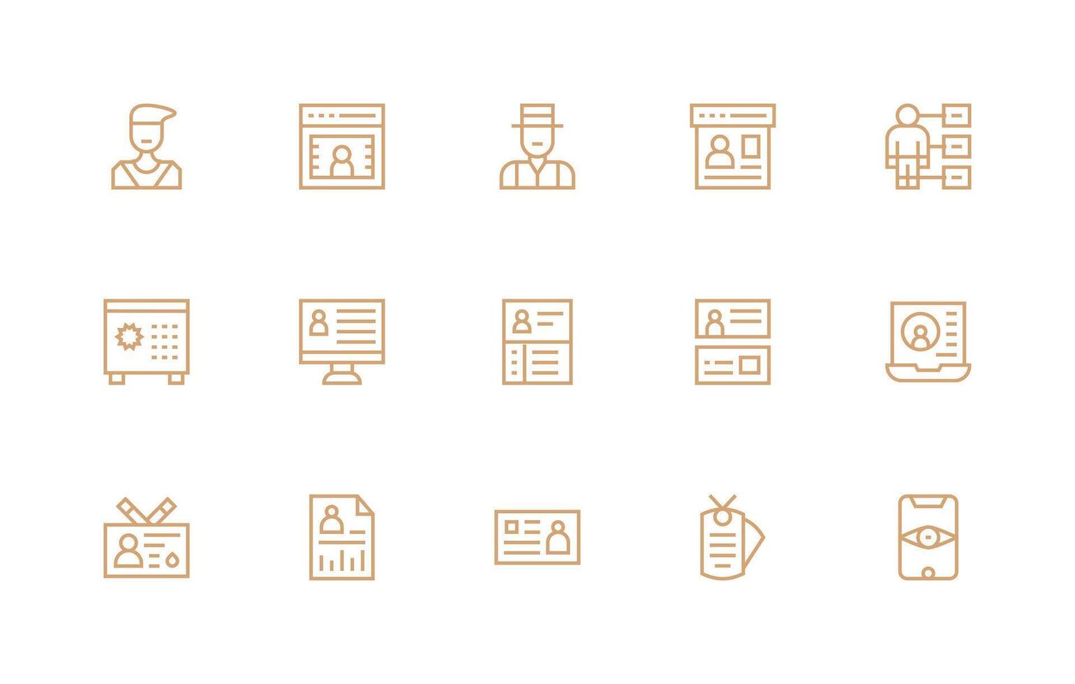 Personal Data Visual Pack containing 15 Regular Line Icons Style Icon Set vector