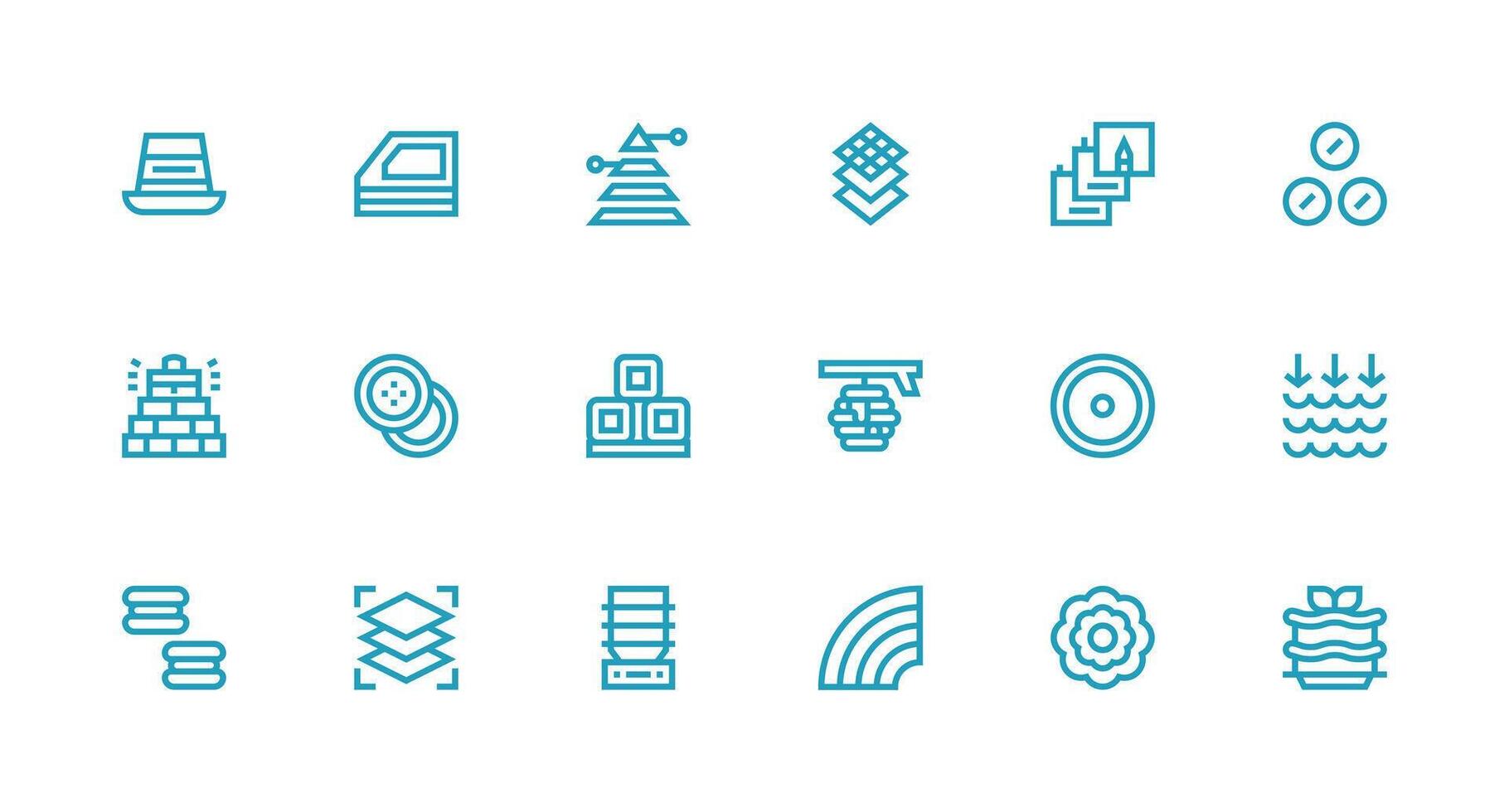 Strong Stroke Line Icons from Layers Set with 18 Vectors Line Icon Collection