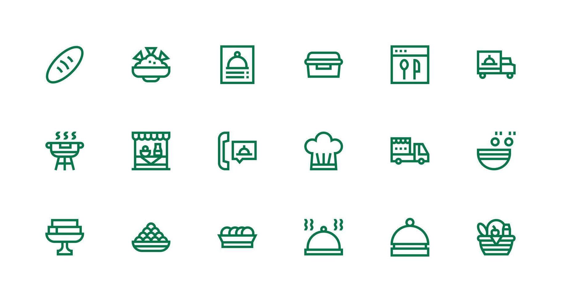 18 Icons for Catering in Strong Stroke Line Format Clear and Concise Icon Set Collection vector
