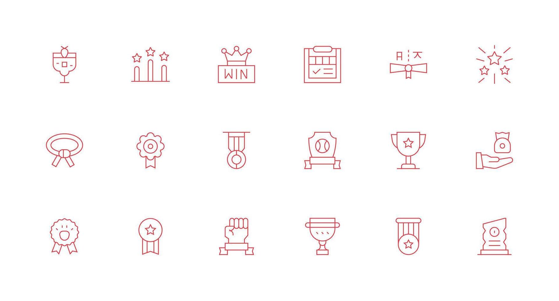 Accomplishment Icon Set with 18 Minimal Line Graphics Well-Structured Icons for Creative Use vector