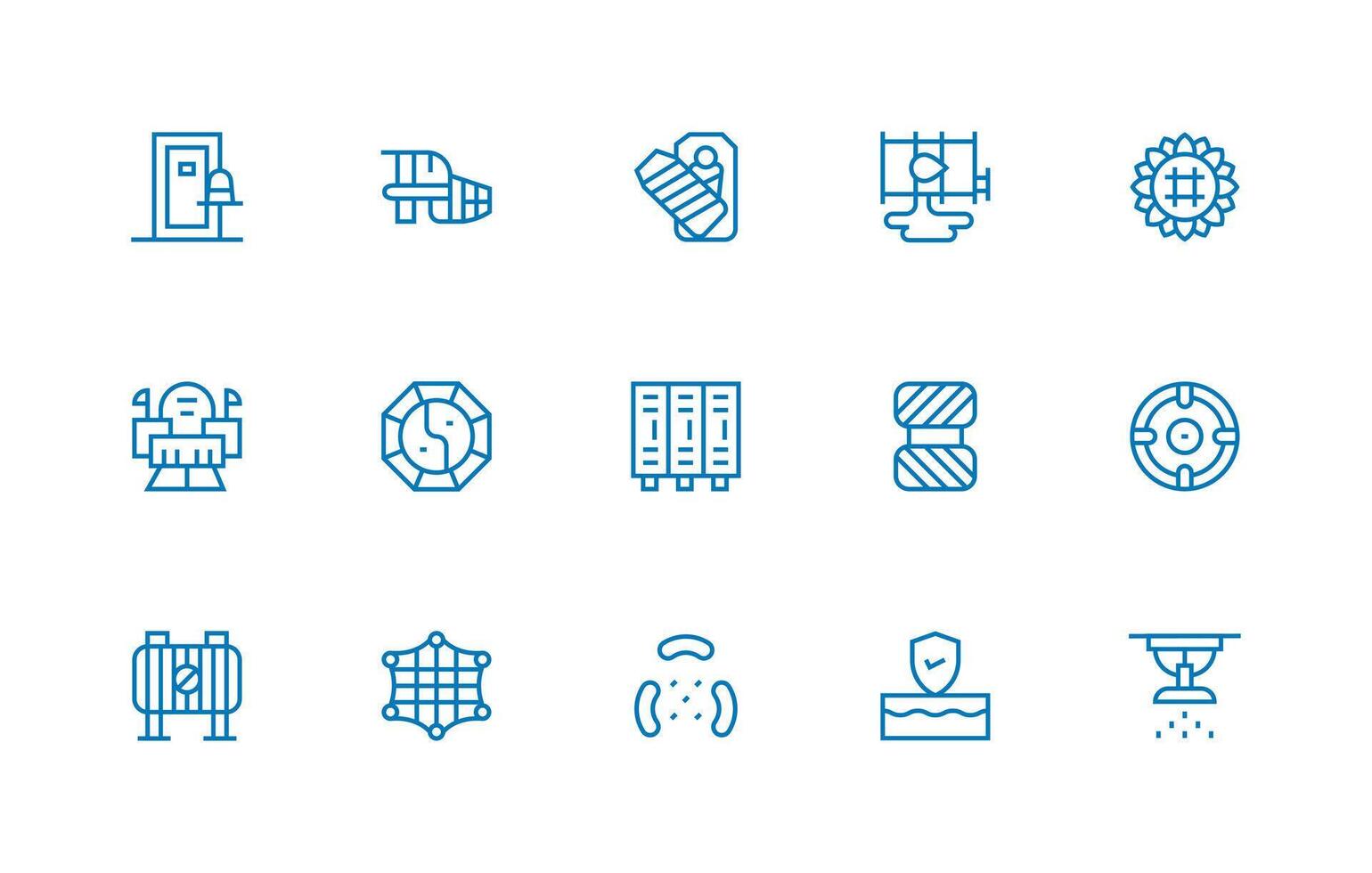 15 Icons for Containment in Regular Line Format Scalable Icons for Cross-Platform Interfaces vector