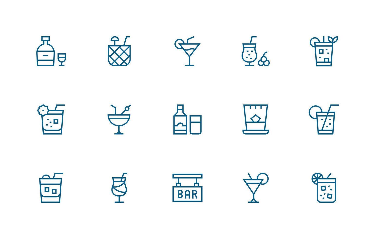 15 Alcoholic Icons in Regular Line Aesthetic Neatly Designed Icons for Web Platforms vector