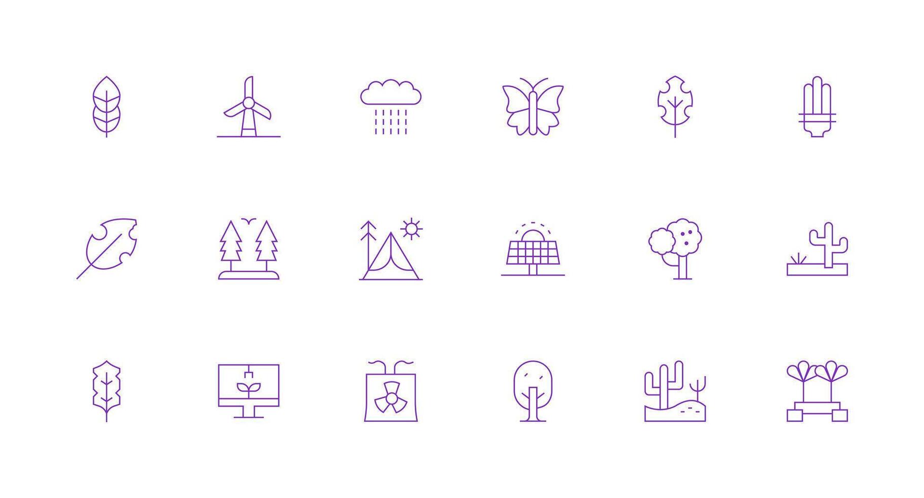 Minimal Line Style Environment Icons with 18 Vectors Icon Set for Projects
