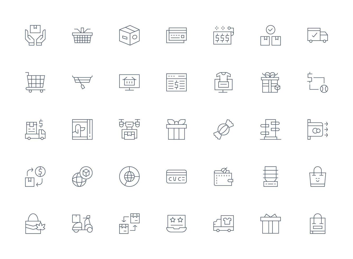 35 Light Line Icons for ECommerce Graphics Web and App Icon Pack Collection vector