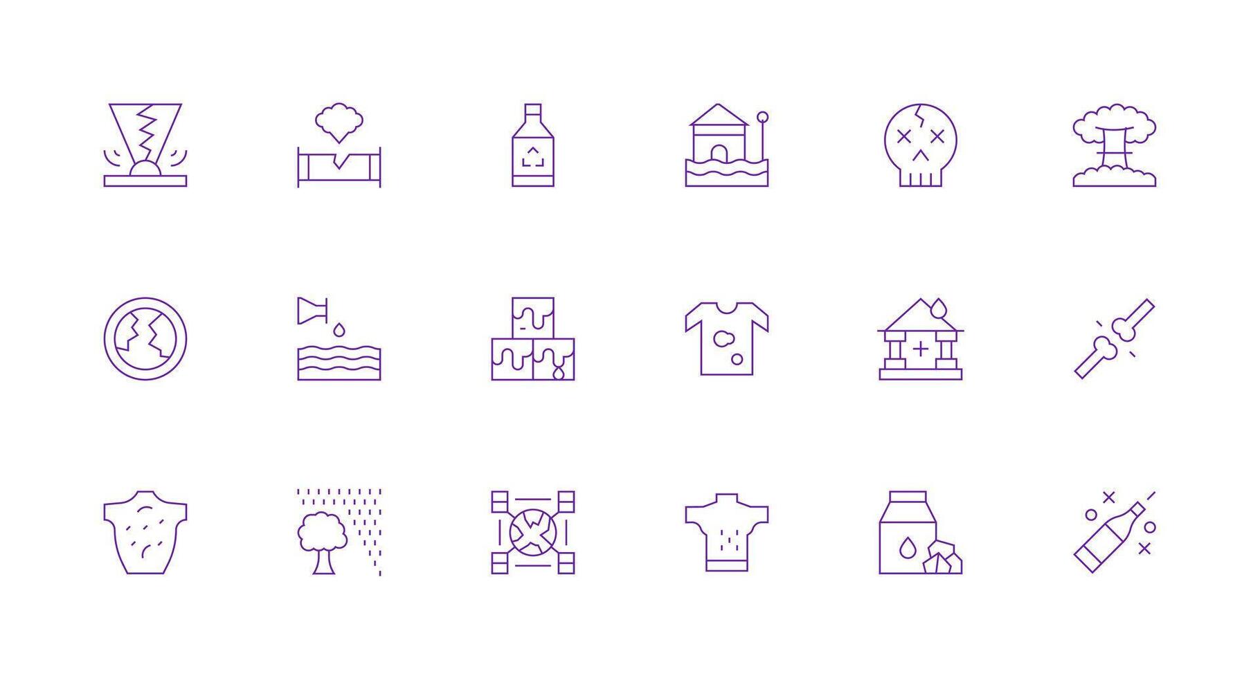 Damage Icon Set with 18 Minimal Line Graphics Scalable Icon Pack vector