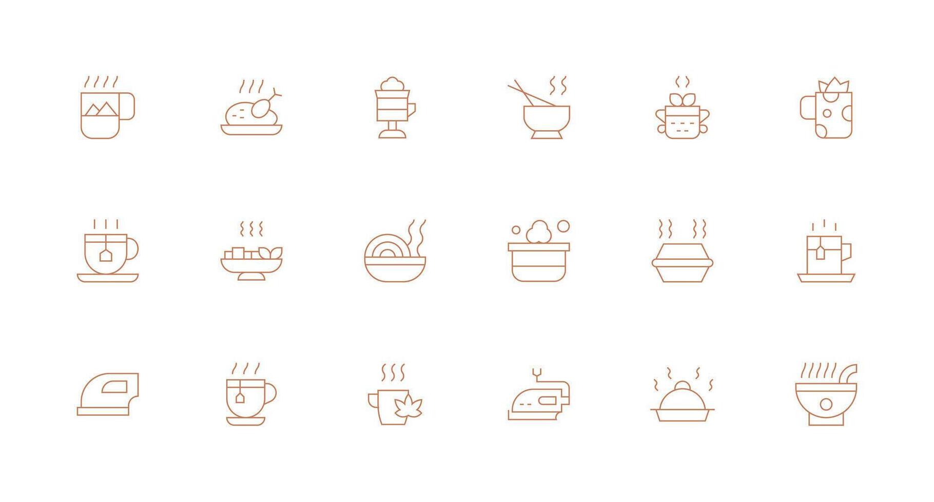 Steaming featuring 18 Icons in Minimal Line Design Clean Icon Collection for Web Use vector