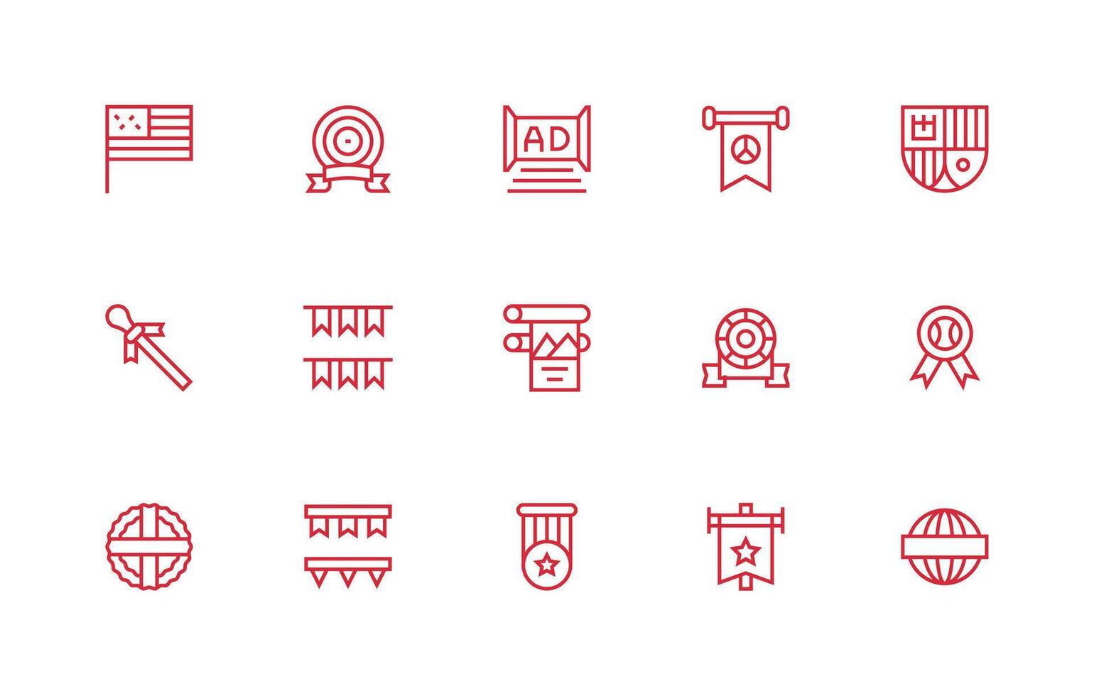 15 Regular Line Style Icons from Banner Collection Clear and Concise Icon Set Collection vector