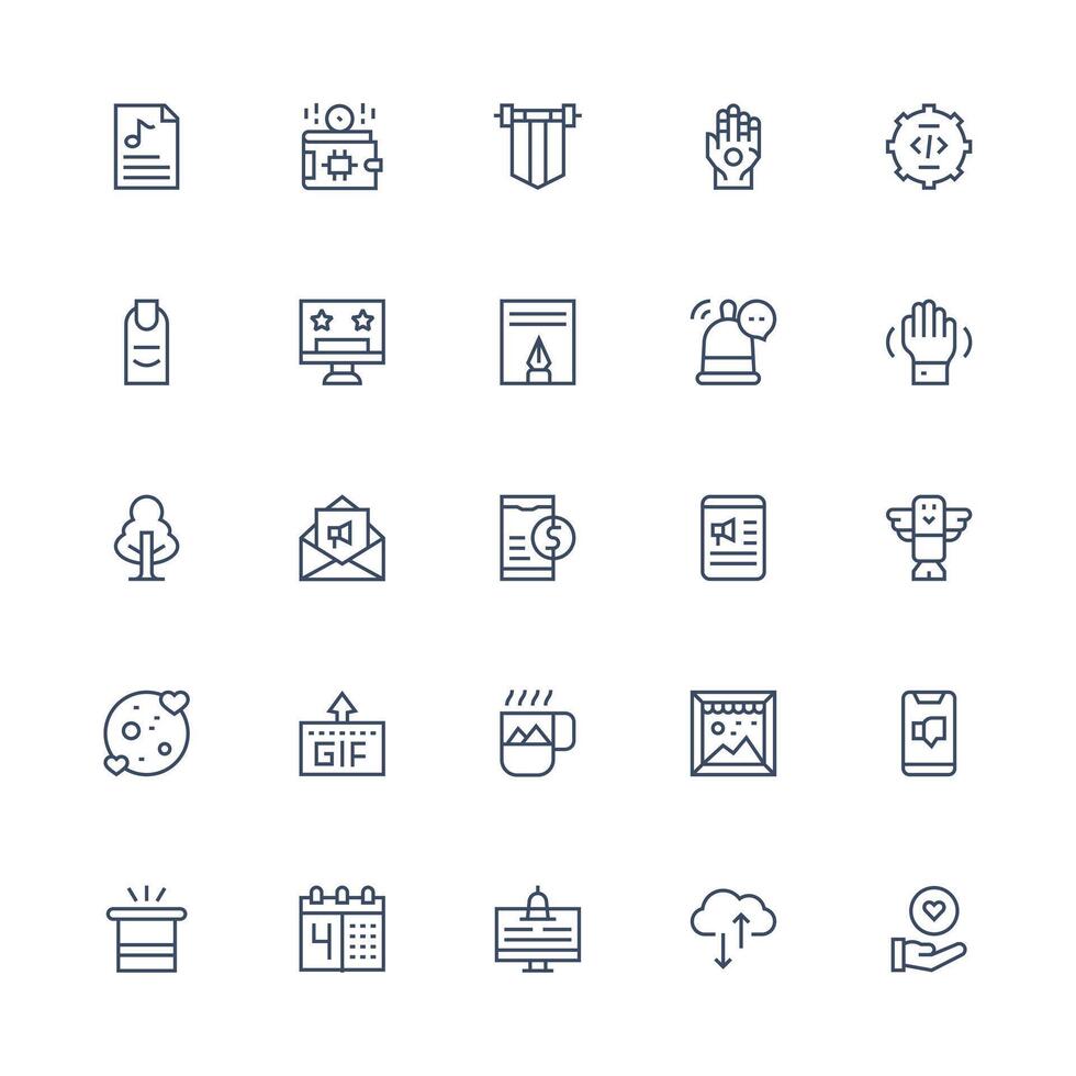 App featuring 25 Icons in Medium Stroke Outline Design Essential Icons for Rapid UI Building vector