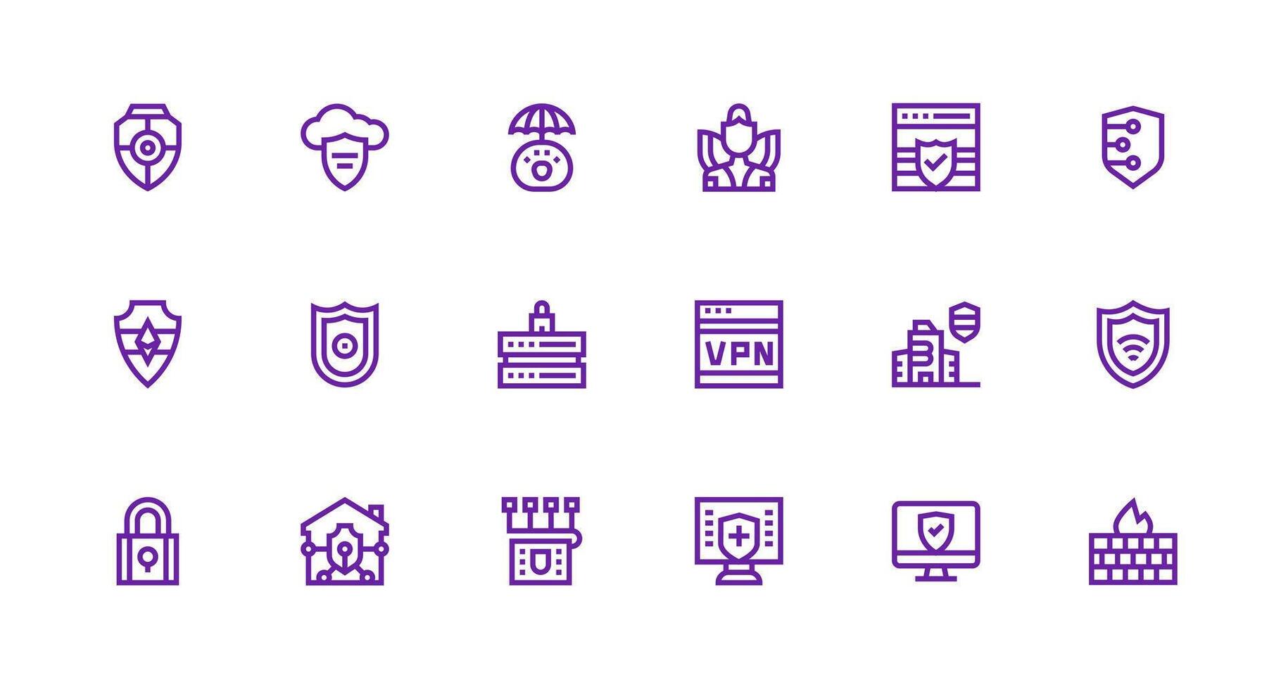 18 Strong Stroke Line Icons for Firewall Graphics Complete Icon Bundle for Web Design vector