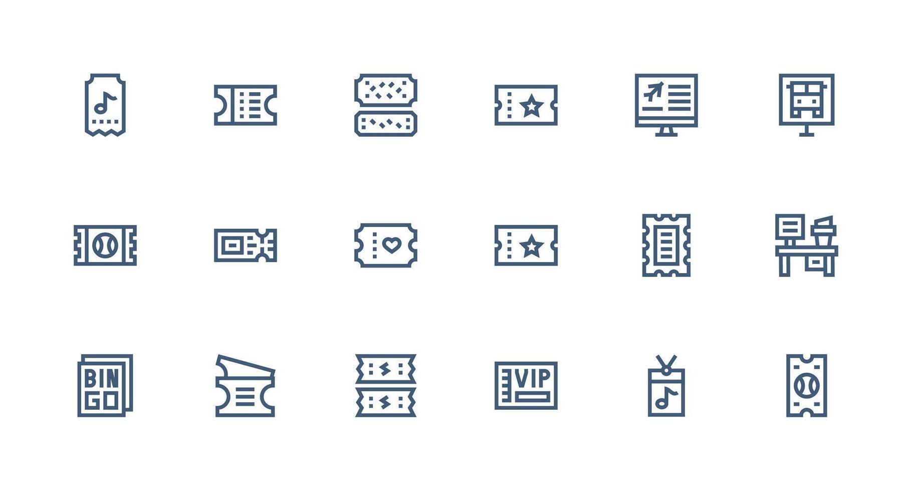 18 Strong Stroke Line Style Icons from Ticket Collection Complete Icon Set for Mobile Apps vector