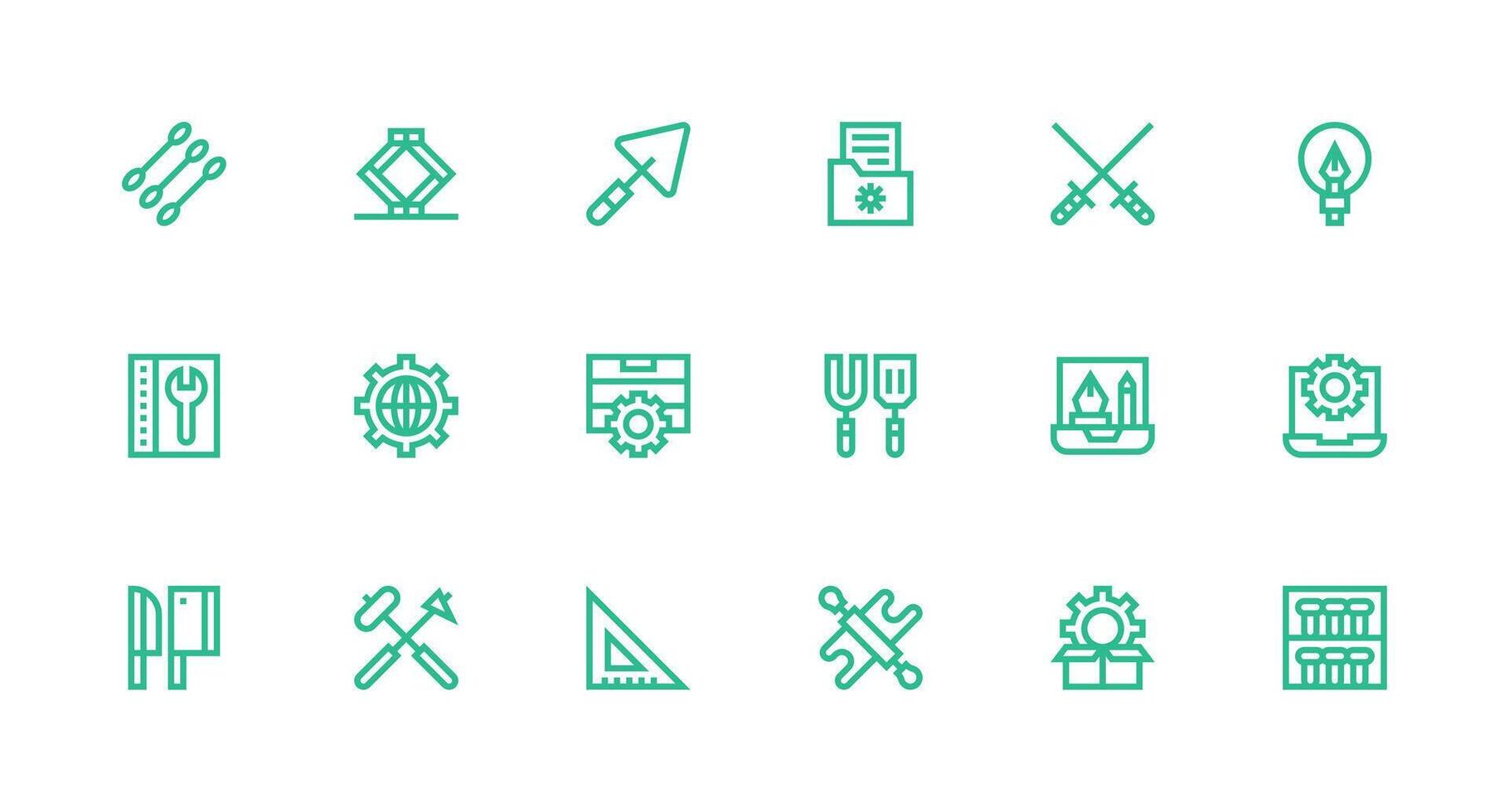 18 Icons for Tools in Strong Stroke Line Format Customizable Icon Series for Mobile Screens vector