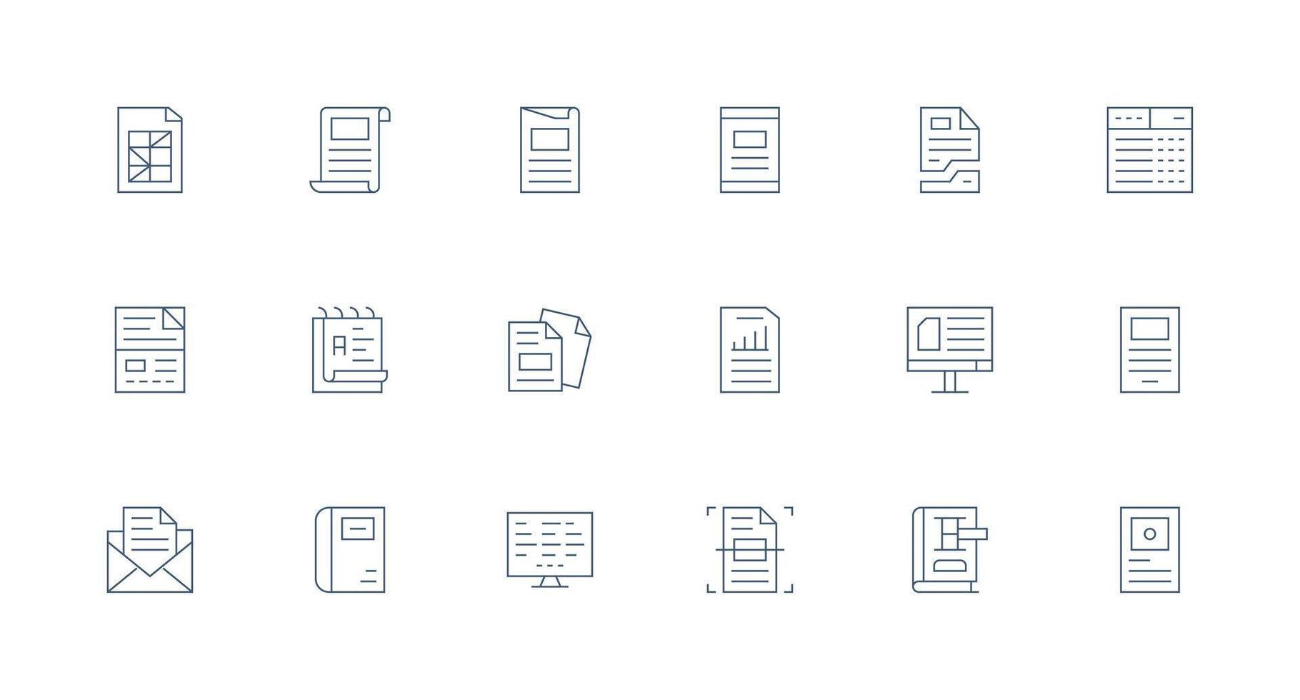 18 Icons for Excel in Minimal Line Format Flexible Icon System for Web Interfaces vector