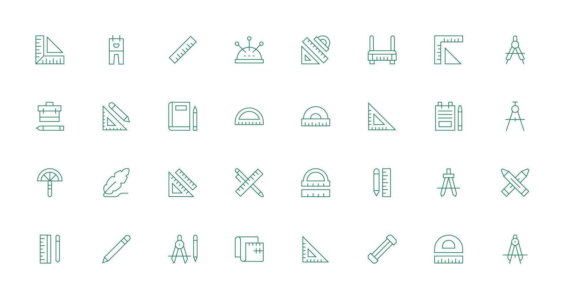 Drafting Set with 32 Thin Line Icons Neatly Designed Icons for Web Platforms vector
