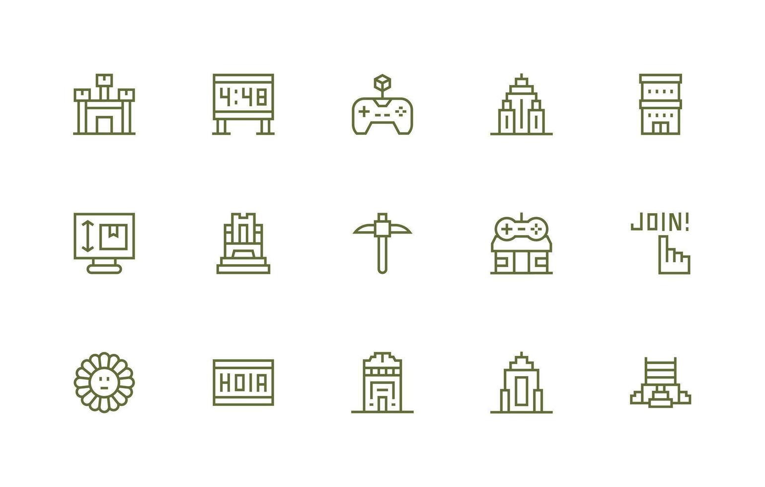 Regular Line Icons from Pixel Set with 15 Vectors Display Icon Pack
