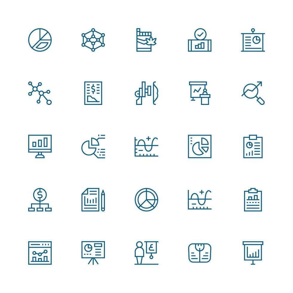 Graph Visual Pack containing 25 Medium Stroke Outline Icons Layout Icon Collection vector