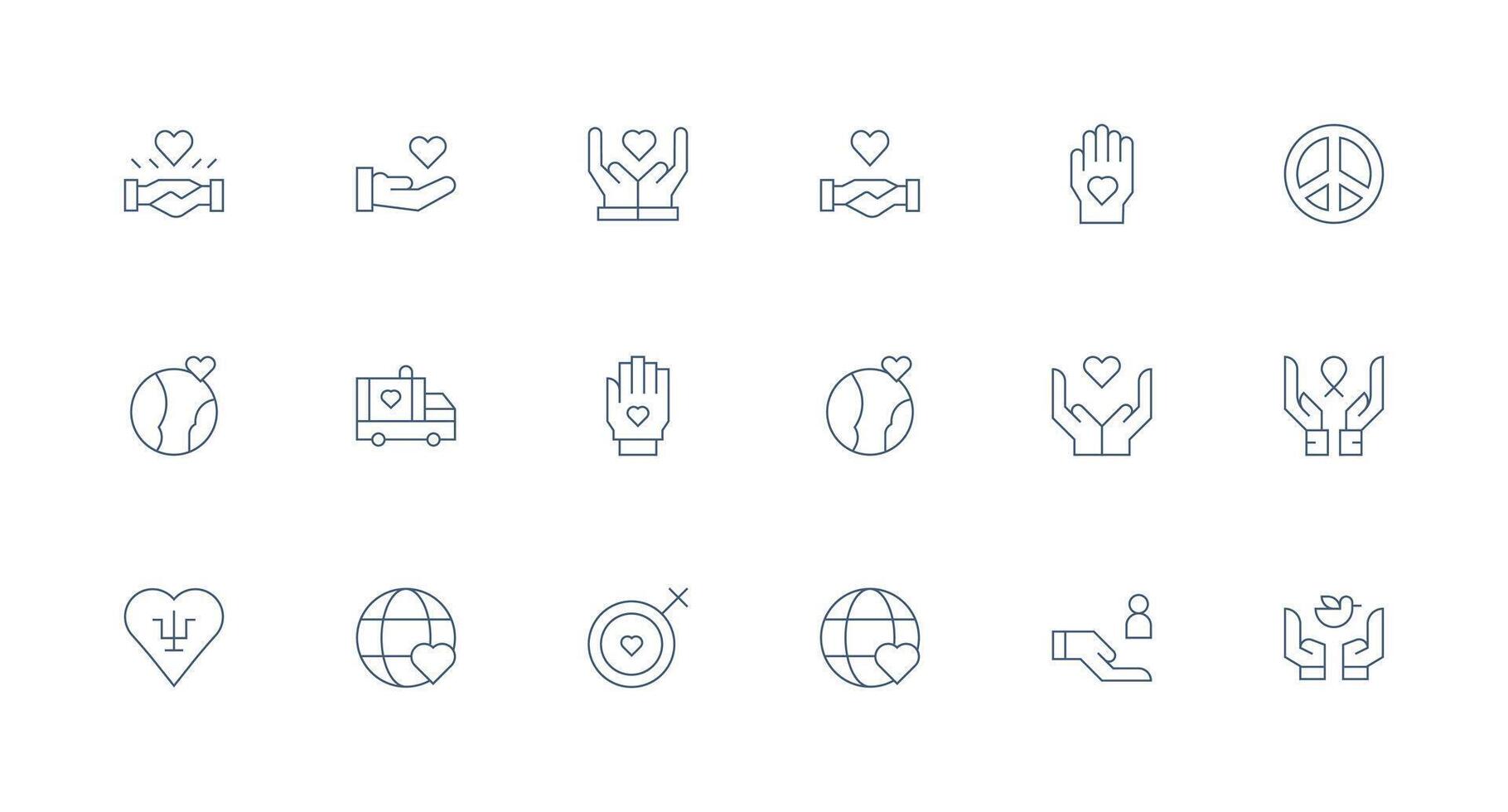 Compassion Icon Set with 18 Minimal Line Graphics Clear and Concise Icon Set Collection vector