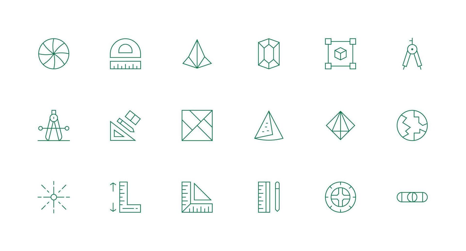 18 Minimal Line Style Icons from Geometry Collection UI and UX Focused Icon Collection vector