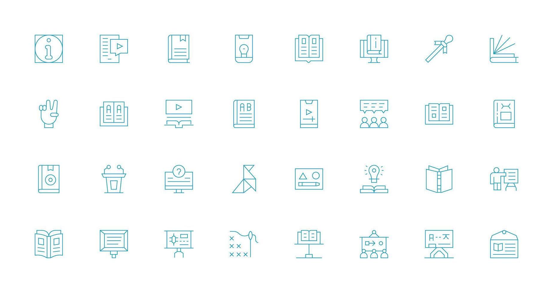 32 Thin Line Icons for Tutorial Graphics Digital Icon Collection vector