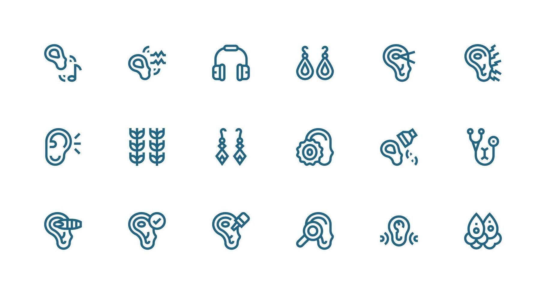 18 Icons for Ear in Strong Stroke Line Format Essential Icons for Rapid UI Building vector