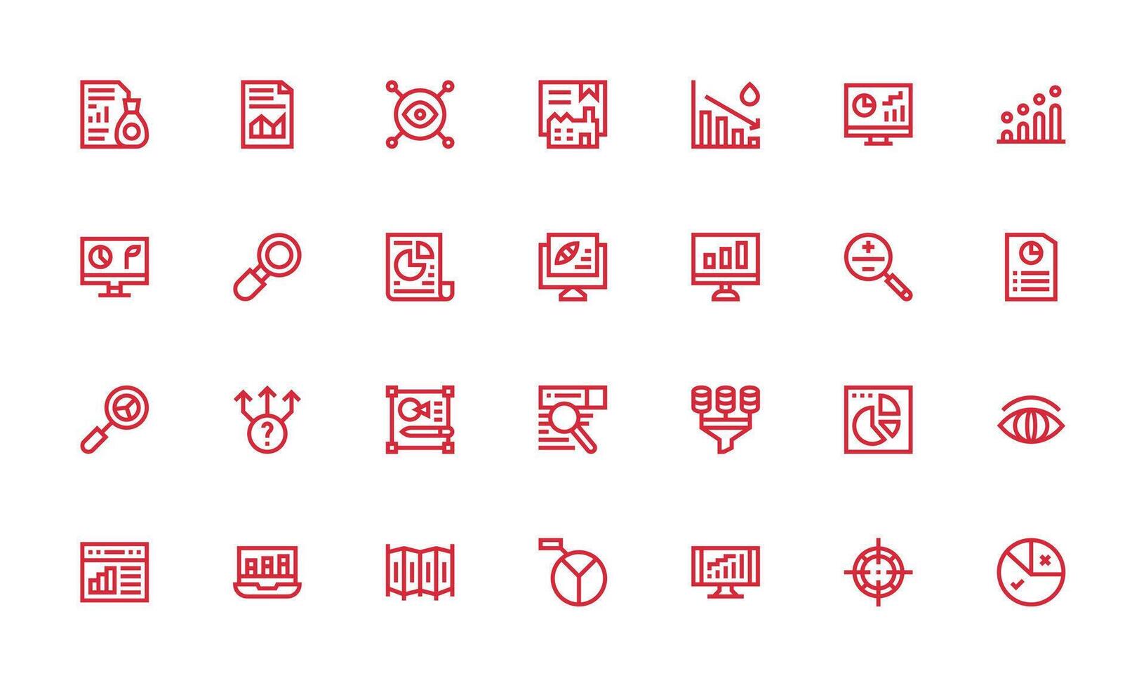 28 Bold Line Designs for Data Analysis Icons Minimal Icon Set for Interface Projects vector