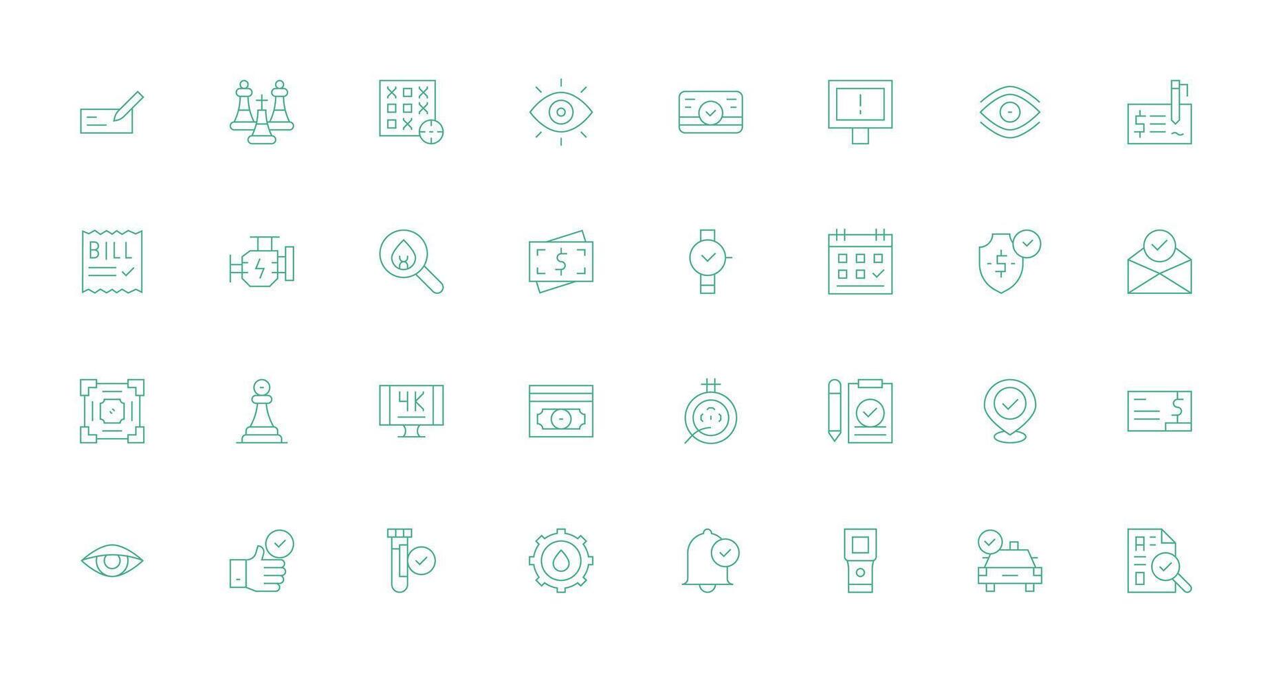 32 Thin Line Style Icons from Check Collection Organized Pack for Project Assets vector