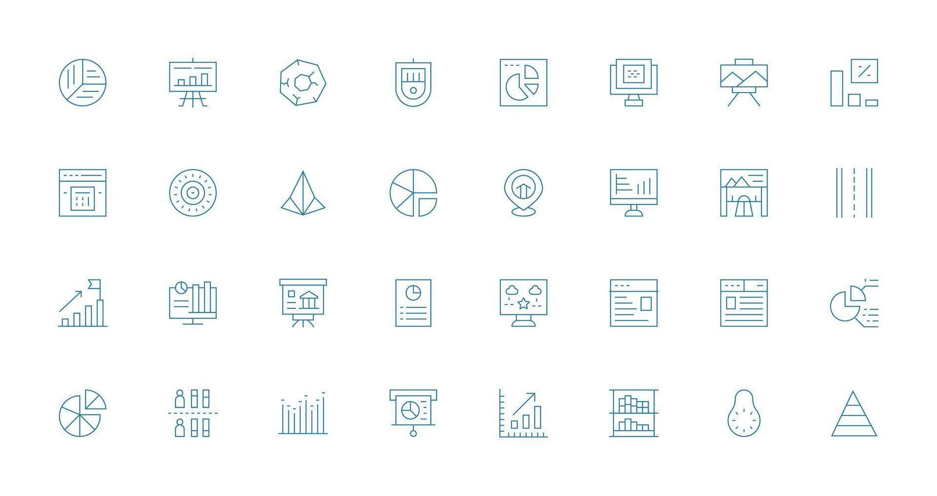 Data Visualization Icon Collection with 32 Thin Line Designs Icon Pack vector