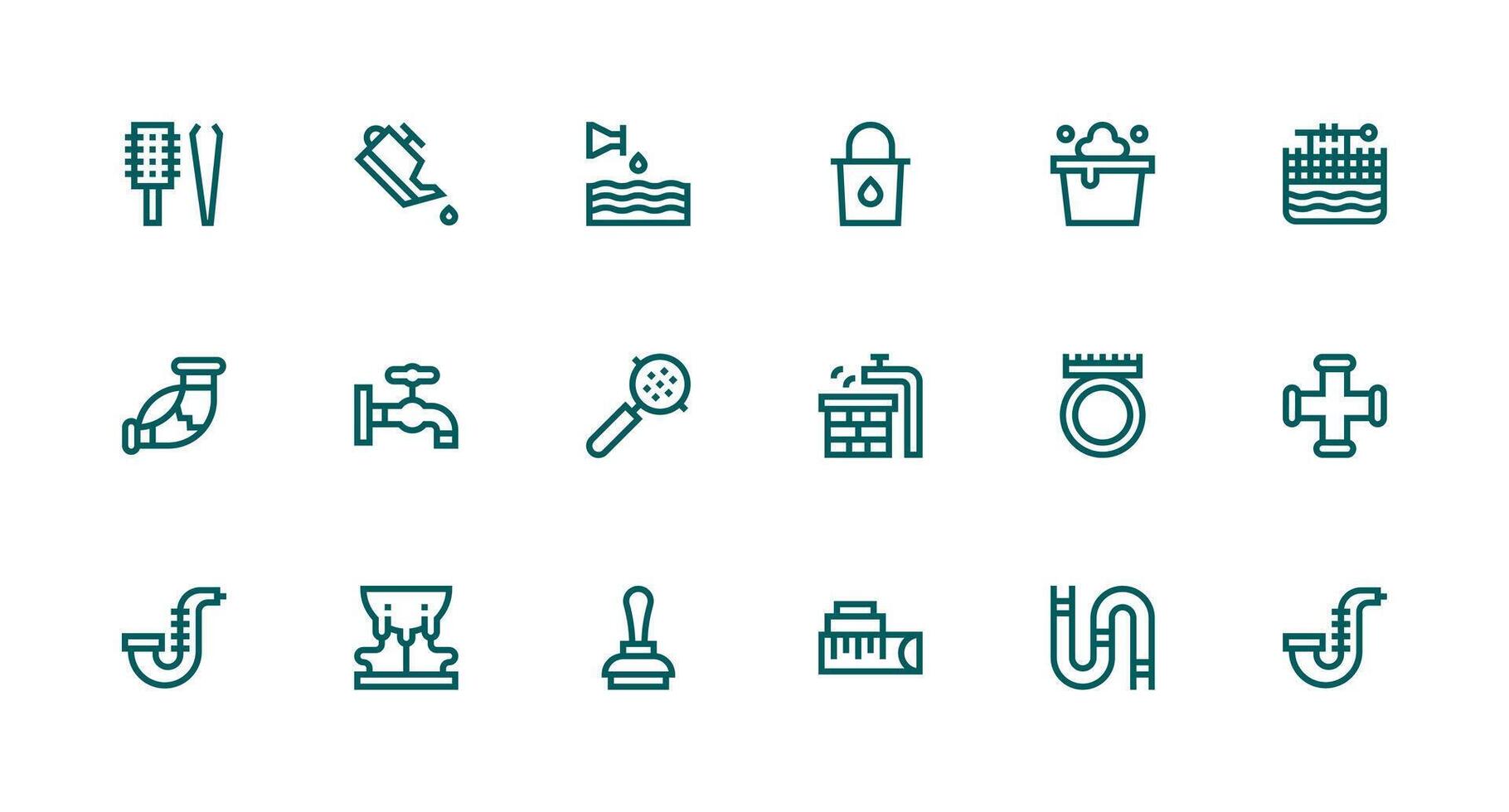 Strong Stroke Line Style Drain Icons with 18 Vectors Complete Icon Bundle for Web Design