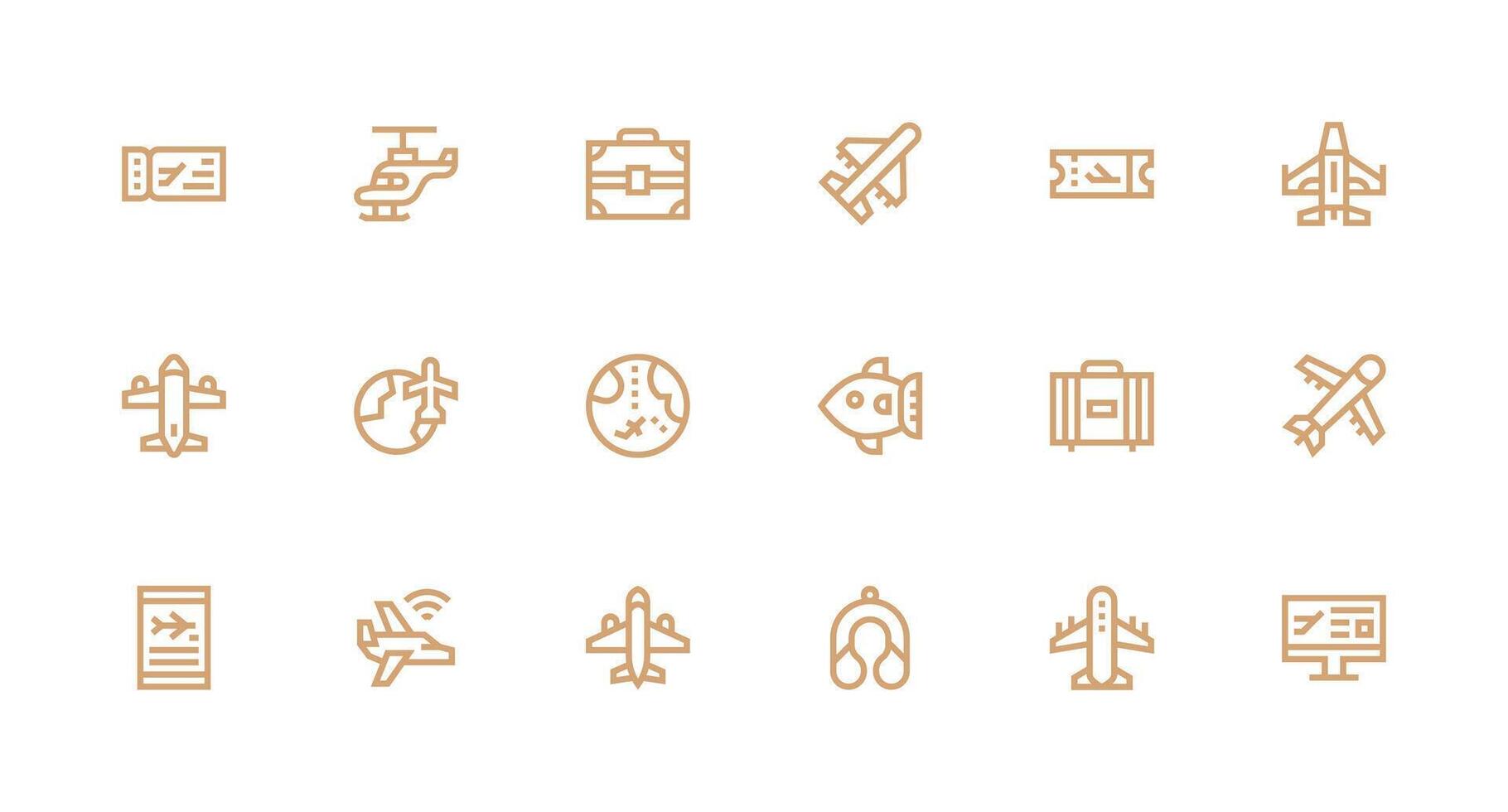 Strong Stroke Line Icons from Airplane Set with 18 Vectors Smart Icon Collection