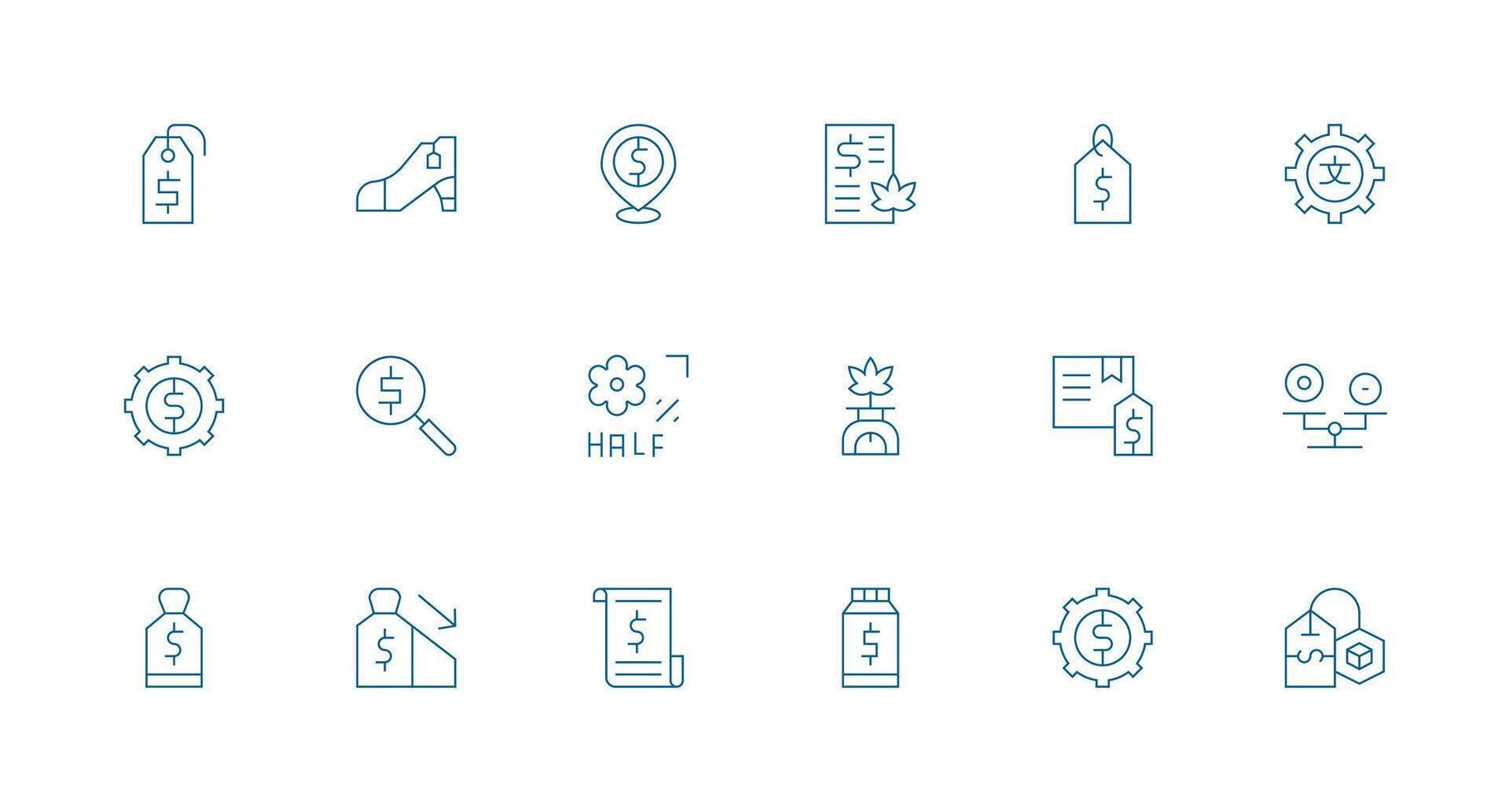 18 Minimal Line Icons for Pricing Graphics Web and App Icon Pack Collection vector