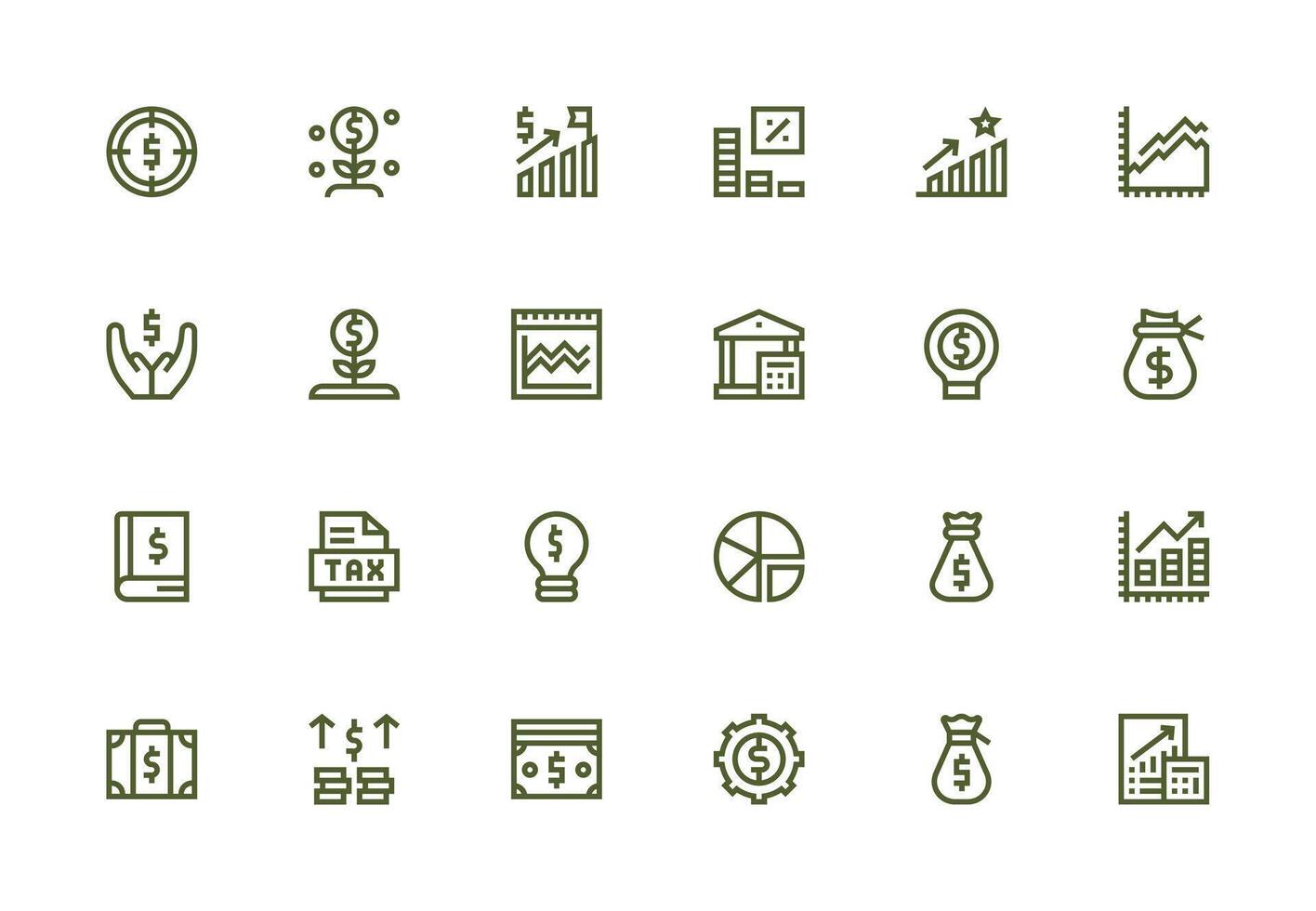 Revenue Set with 24 Thick Line Line Icons Icon Set for Projects vector