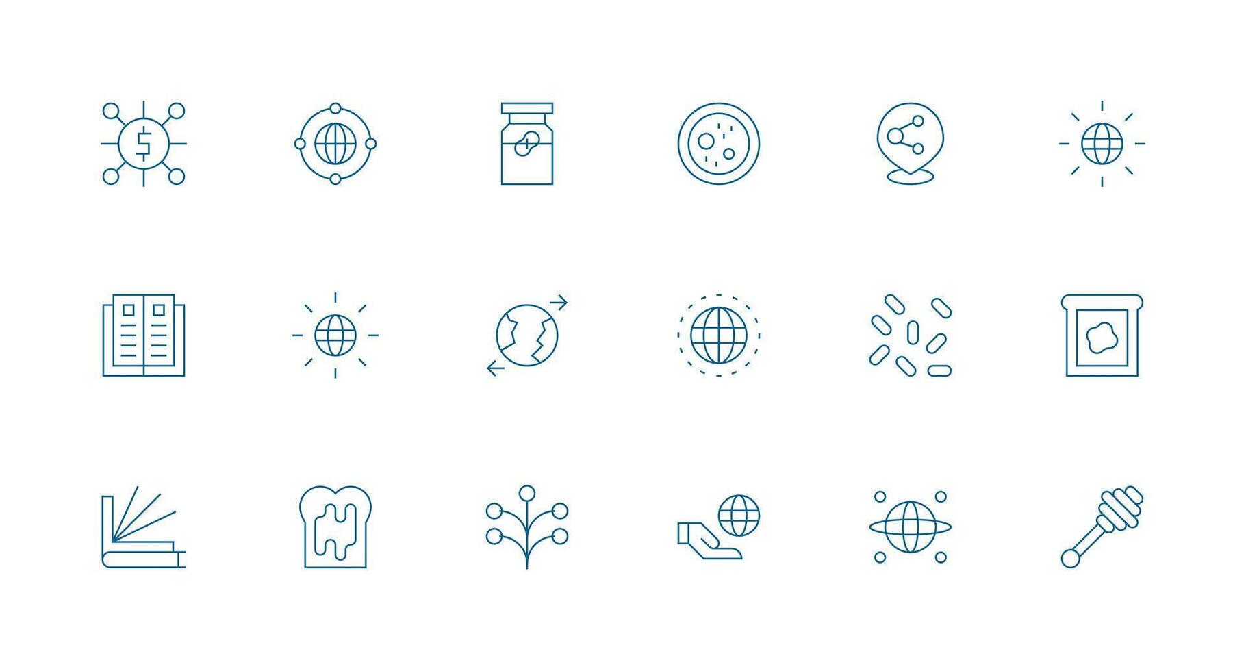 18 Minimal Line Style Icons from Spread Collection Flexible Icon System for Web Interfaces vector