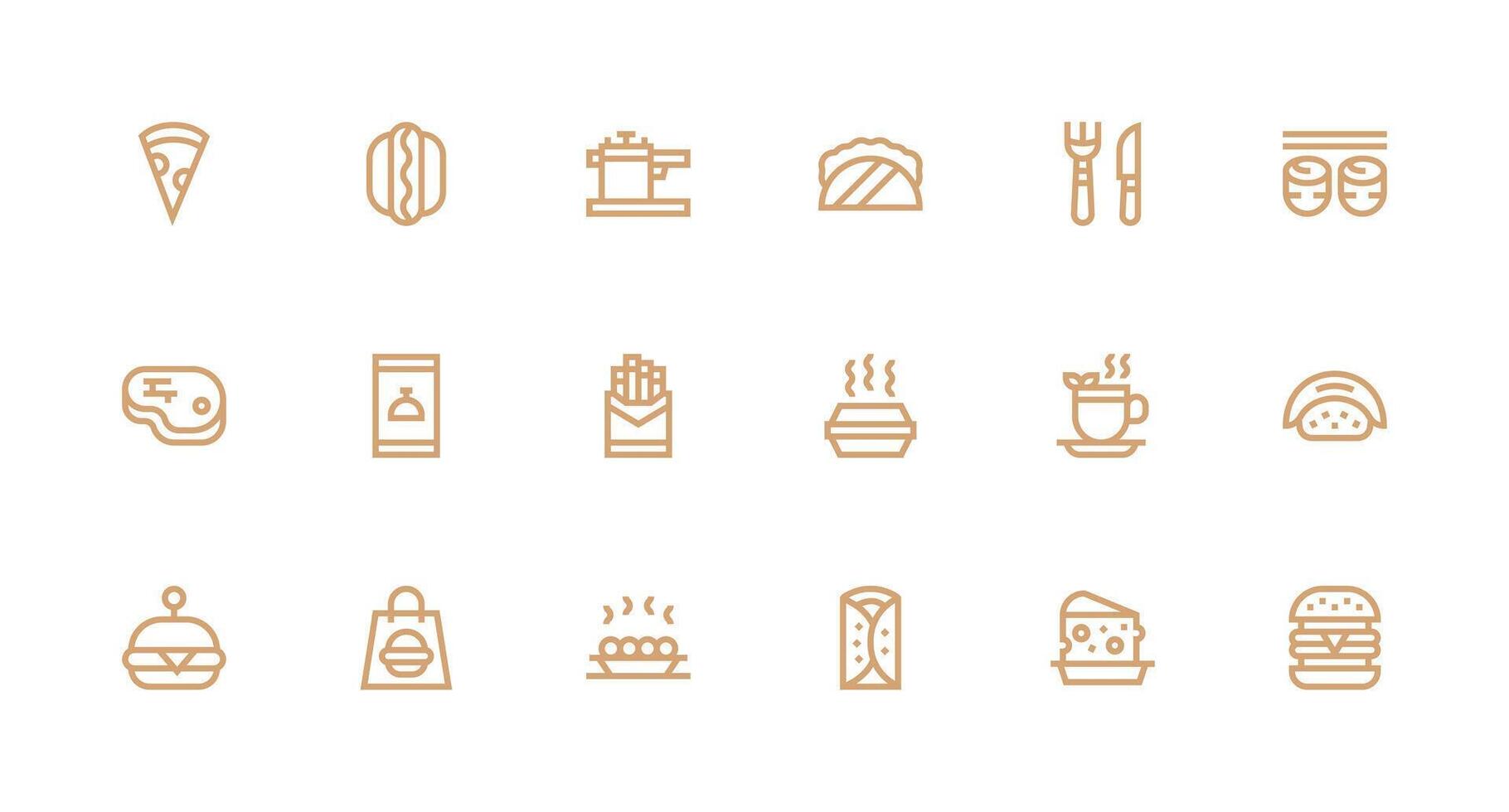 Dinner Icon Collection with 18 Strong Stroke Line Designs Scalable Icons for Cross-Platform Interfaces vector