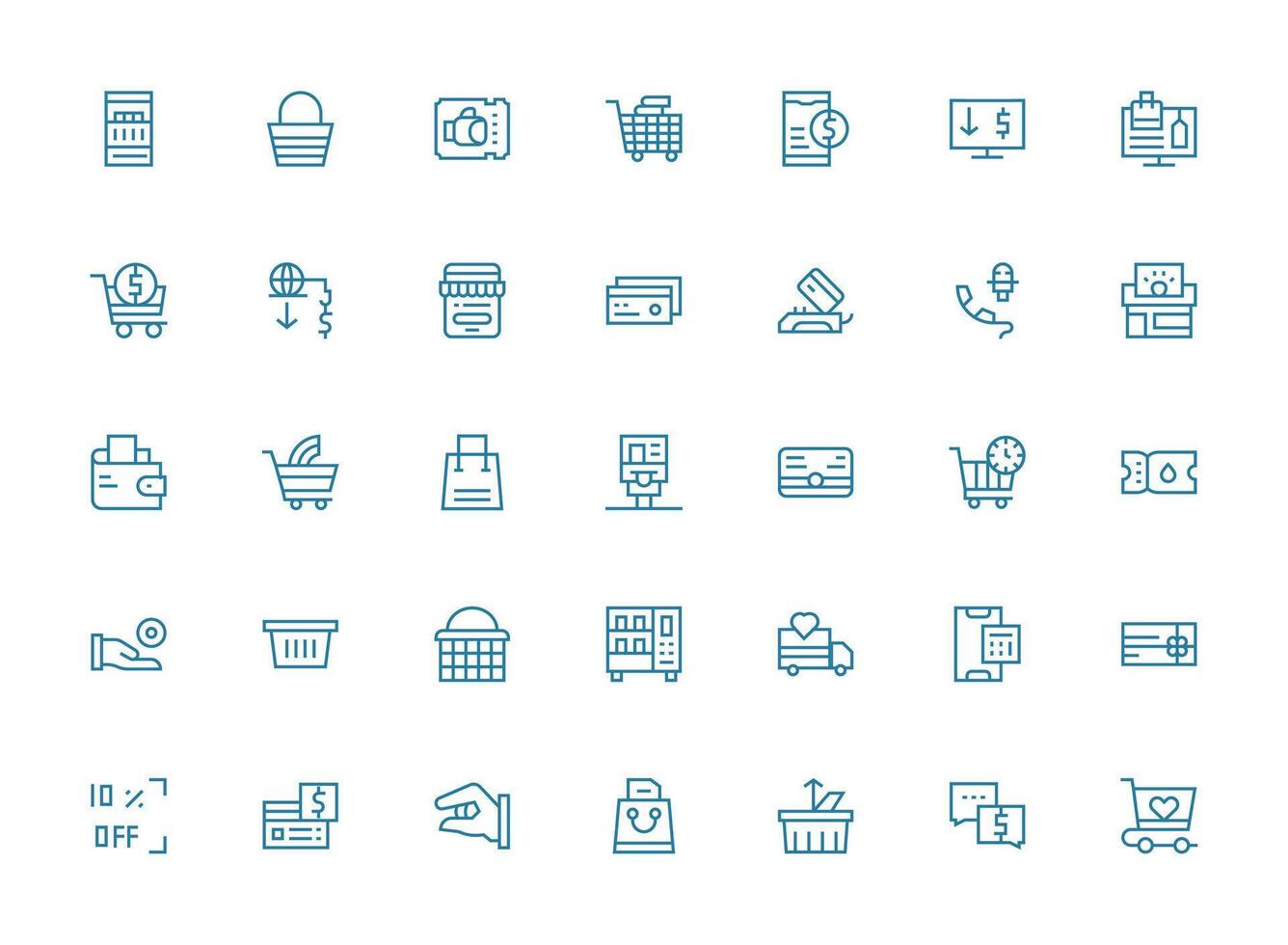 Regular Clean Line Style Purchase Icons with 35 Vectors Scalable Icons for All Themes