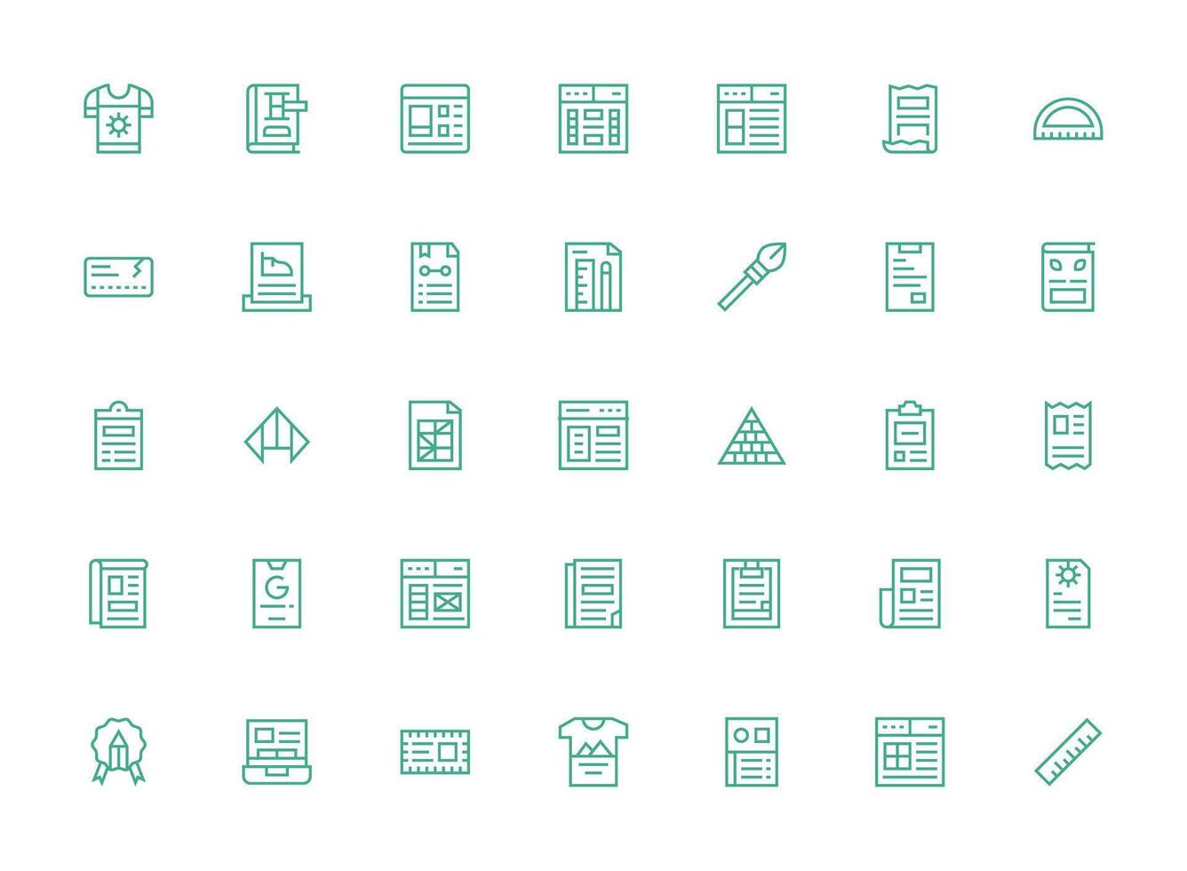 Template Icon Collection with 35 Regular Clean Line Designs Icon Pack for UI vector