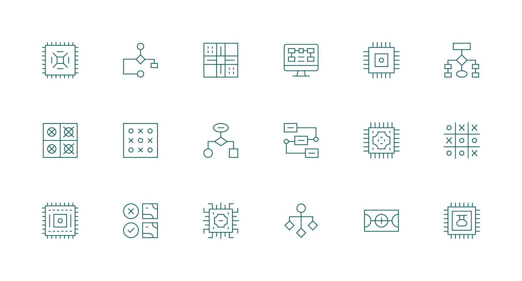 Logic including 18 Minimal Line Illustrations Display Icon Pack vector