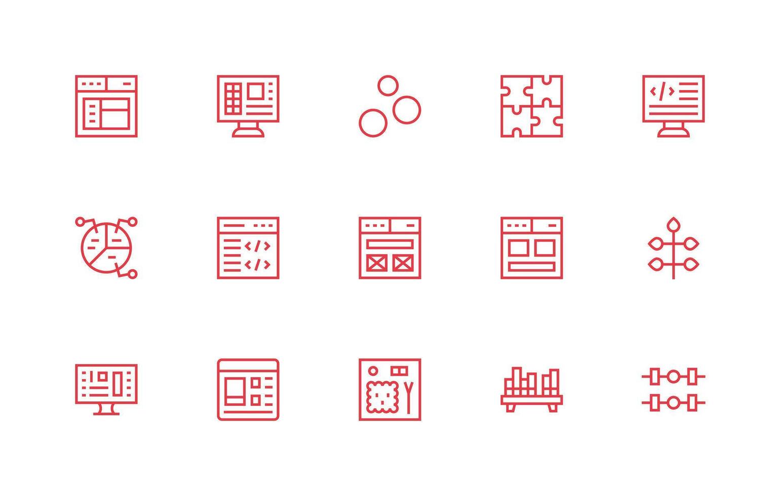 15 Regular Line Style Icons from Elements Collection Icon Pack for UI vector