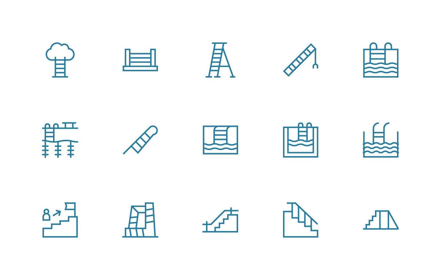 15 Regular Line Icons for Ladder Graphics Multi-Purpose Icon Set vector