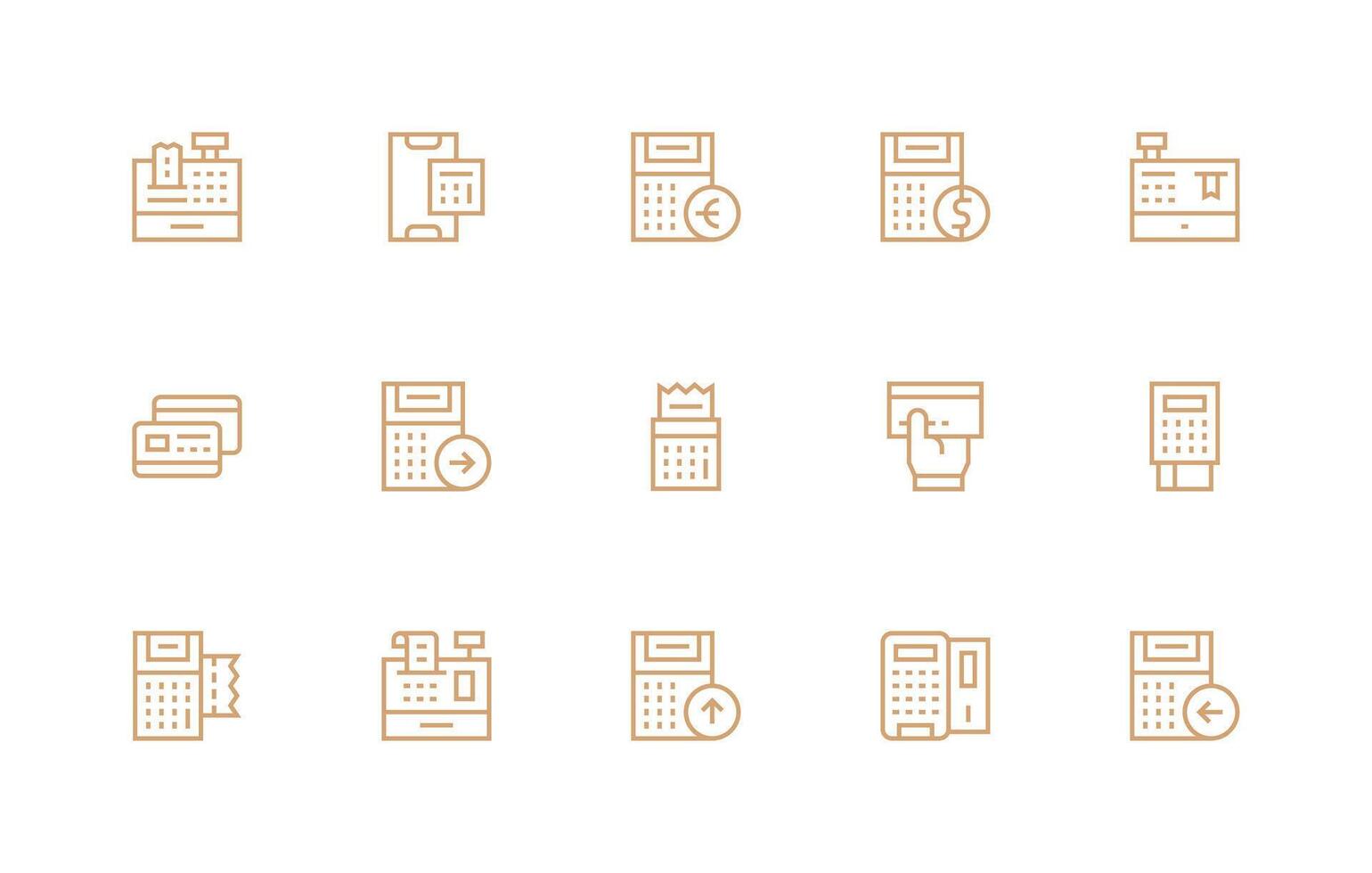 15 Regular Line Icons for Pos Graphics Simplified Icon Pack for Visual Tools vector