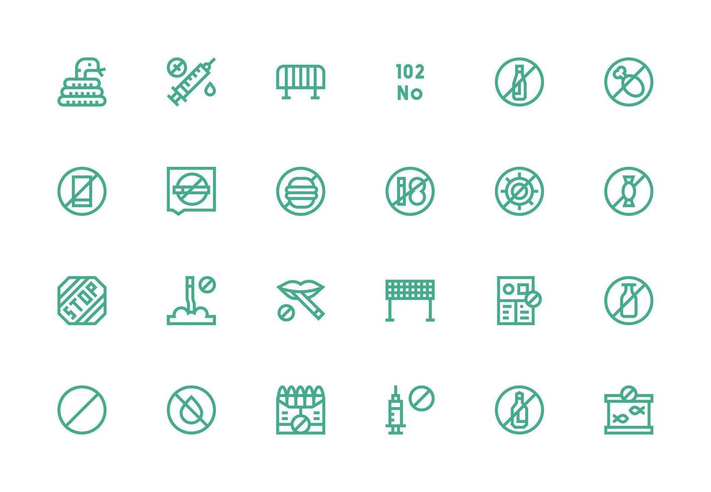 24 Thick Line Line Icons for Prohibition Graphics Minimal Icon Set for Interface Projects vector