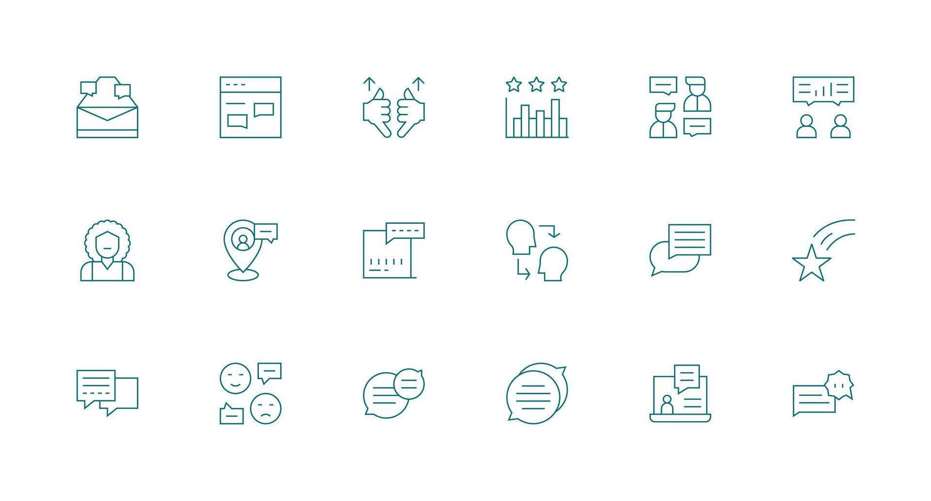User Feedback Design Icons featuring 18 in Minimal Line Style Clean Set for Layout Prototypes vector