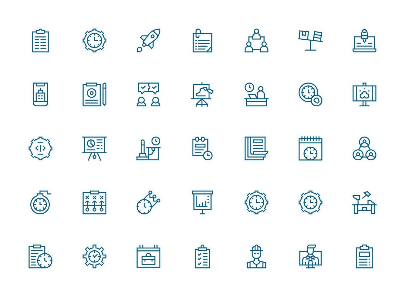 35 Icons for Project in Regular Clean Line Format Simple Icons for Interface and Wireframes vector