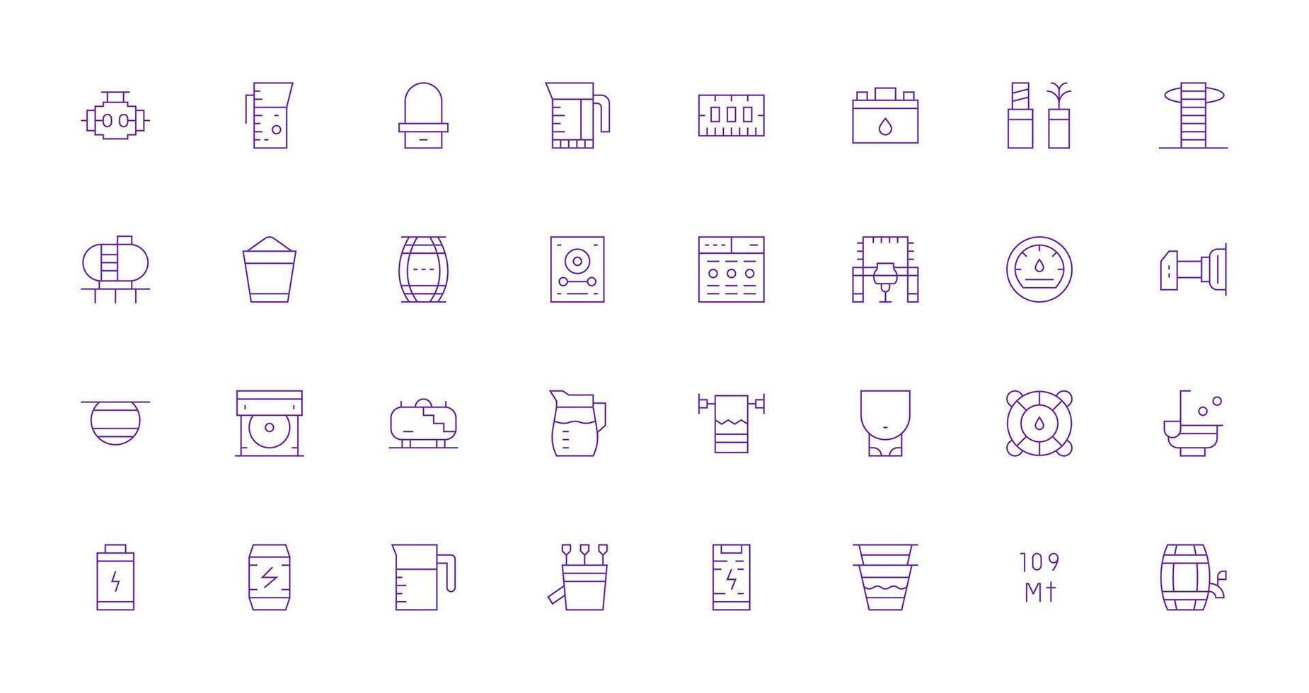 Capacity Set with 32 Thin Line Icons Simple Icons for Interface and Wireframes vector