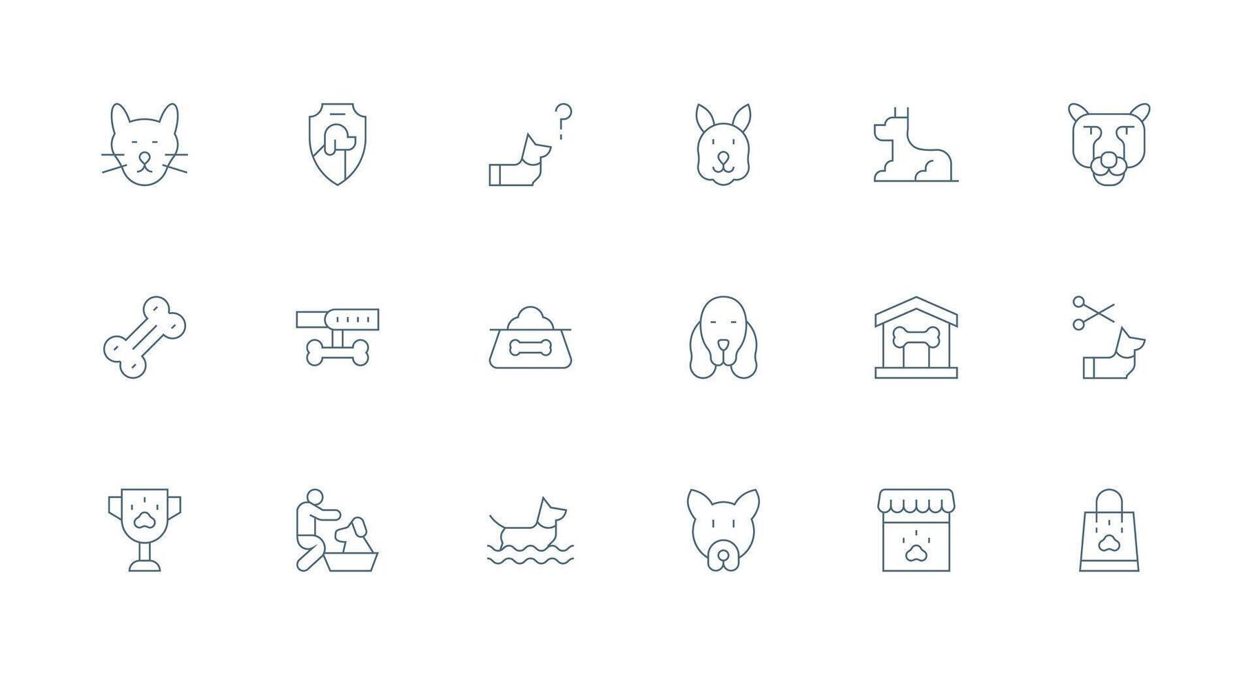 18 Minimal Line Style Icons from Canine Collection User Interface Icons for Digital Products vector