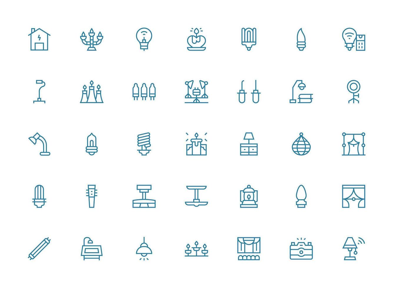 Lighting Icon Collection with 35 Regular Clean Line Designs Core Icon Collection for Daily Tasks vector