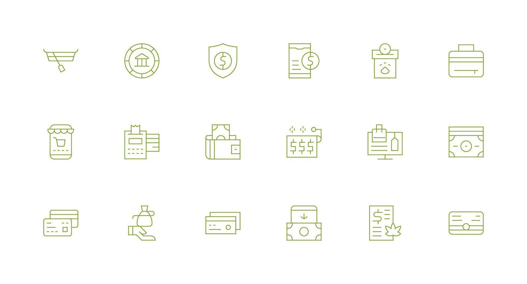 18 Icons for Payment in Minimal Line Format Complete Icon Set for Mobile Apps vector