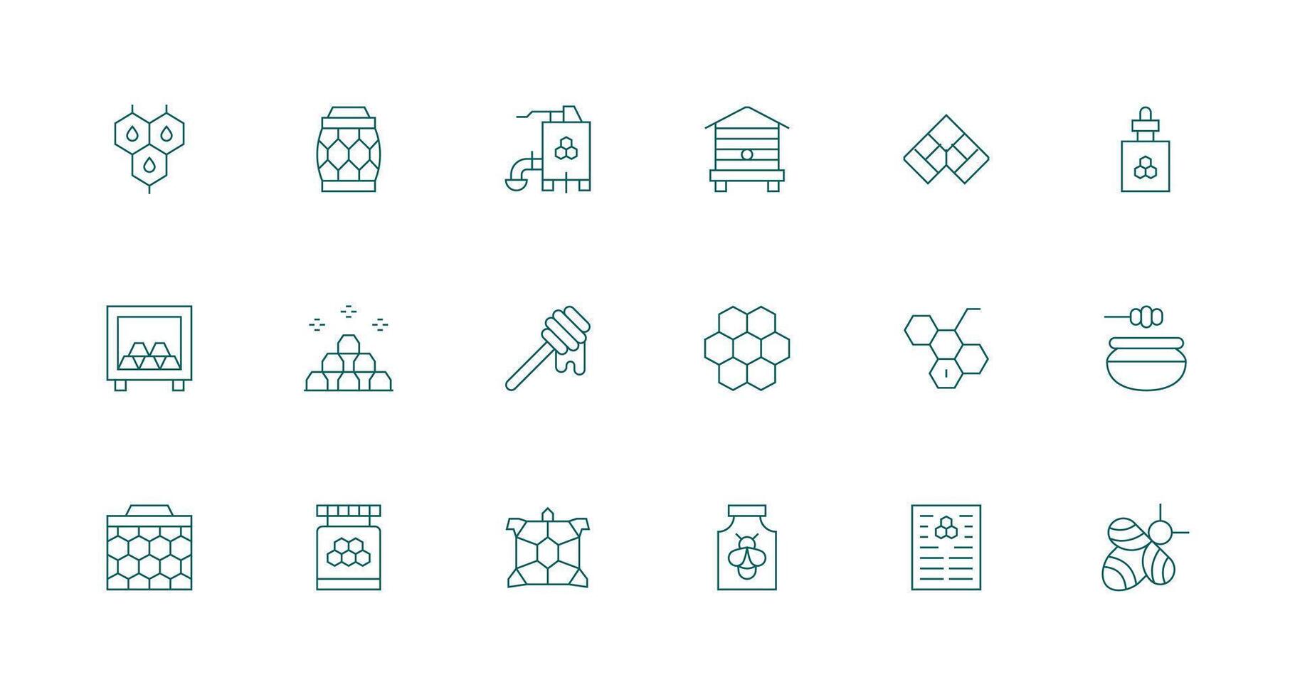 Minimal Line Style Honeycomb Icons with 18 Vectors Multi-Style Icon Collection